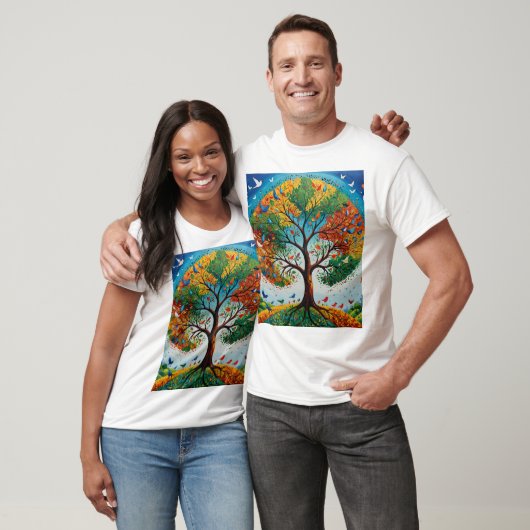 Mythical Tree of Seasons - Gond Art Tシャツ (ユニセックス)