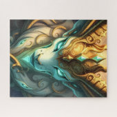 Mythical White Forest Guardian with Golden Antlers ジグソーパズル (横)