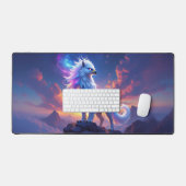 Mythical White Griffin on Top of the World デスクマット (キーボード&マウス)