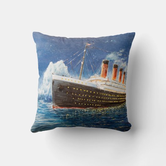 nでの海のタイタニックと氷山の油絵 クッション (裏面)