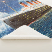 nでの海のタイタニックと氷山の油絵 シェルパブランケット (3/4)