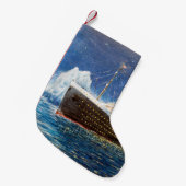 nでの海のタイタニックと氷山の油絵 スモールクリスマスストッキング (正面 (吊り時))