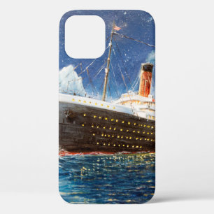 nでの海のタイタニックと氷山の油絵 iPhone 12ケース