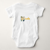 Nで始まる名前のベビーのDinoアルファベット ベビーボディスーツ (裏面)