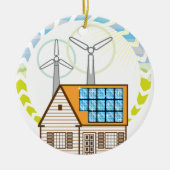 nの太陽のな小さい家のベクトルエコエネルギーを巻いて下さい セラミックオーナメント (正面)