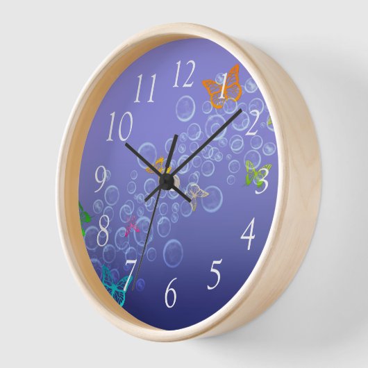 nの蝶は泡立ちます 壁時計 (傾斜)