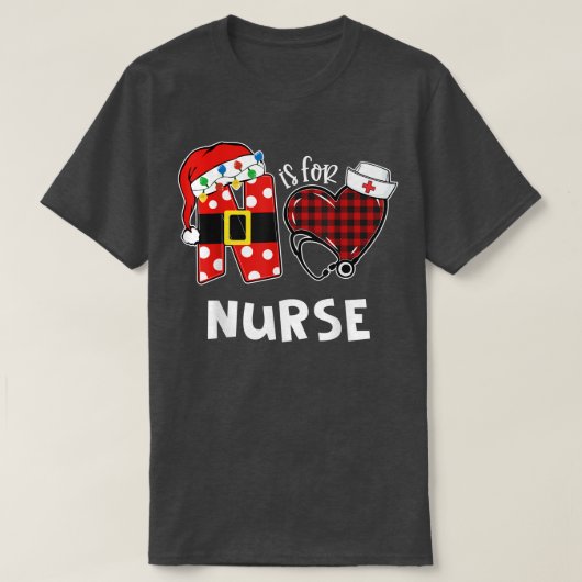 Nはナースサンタルハットクリスマスライトナース メリー Tシャツ (デザイン正面)