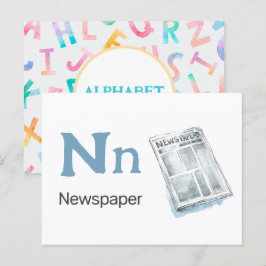 Nは新聞 – アルファベットフラッシュカード ポストカード