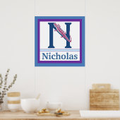 NはNewtとBoy Name Wall Art 子供へ用 ポスター (キッチン)
