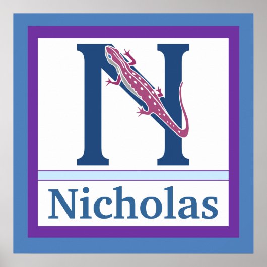 NはNewtとBoy Name Wall Art 子供へ用 ポスター (正面)