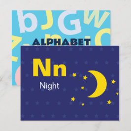NはNight用 – アルファベットフラッシュカード ポストカード