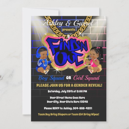 Nアウト招待状!性別を明かす!ヒップホップ! 招待状 (正面)