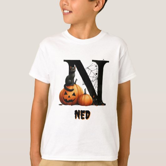 Nイニシャルトリックまたは可愛いハロウィンの治療 Tシャツ (正面)