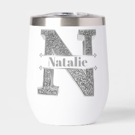 Nイニシャルパーソナライズされたシルバーモノグラムあなたの名前