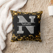 Nイニシャルパーソナライズされたシルバーモノグラムあなたの名前 クッション (ブランケット)