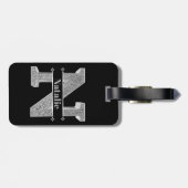 Nイニシャルパーソナライズされたシルバーモノグラムあなたの名前 ラゲッジタグ (裏面横)