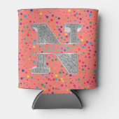 Nイニシャルパーソナライズされたシルバーモノグラムあなたの名前 缶クーラー (正面)