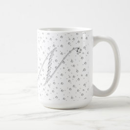 Nイニシャルモノグラムホワイトダイヤモンドプリント コーヒーマグカップ