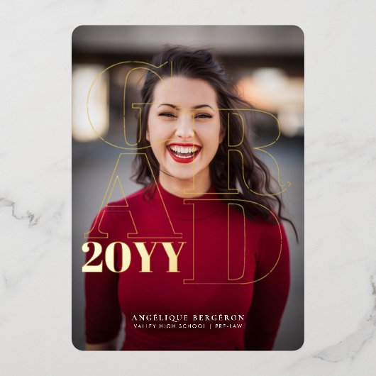 nシックお洒落卒業箔招待状 箔招待状 (正面)