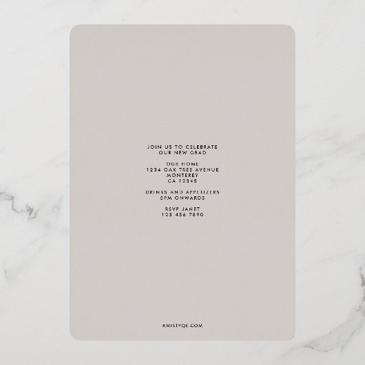 nシックお洒落卒業箔招待状 箔招待状 (裏面)