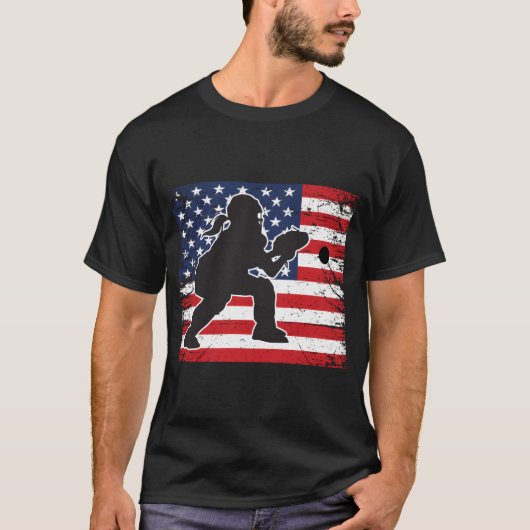 Nソフトボール捕手動揺して宇佐国旗チーム Tシャツ (正面)