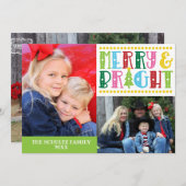 Nブメリーライトファミモダンリーフォトクリスマスカード シーズンカード (正面/裏面)