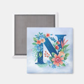 Nブルーモノグラム(花) マグネット (正面/裏面)