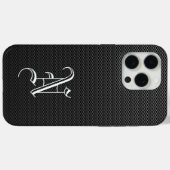 Nモノグラムの炭素フェイク繊維オッターボックス Case-Mate iPhoneケース (裏面 (横))