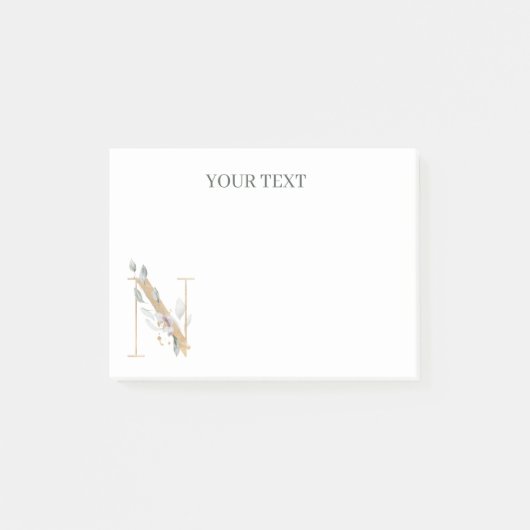 Nモノグラムフローラパーソナライズされた ポストイット (正面)