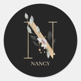 Nモノグラムフローラ パーソナライズされた ラウンドシール