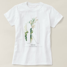 Nモノグラム金ゴールドグリー葉ネリー Tシャツ