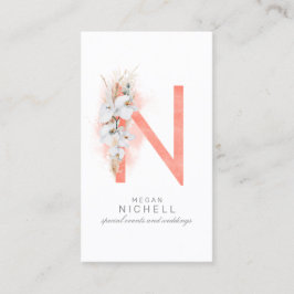 Nレターモノグラムホワイトランとパンパスグラス 名刺