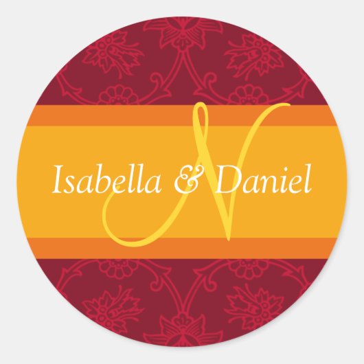 N個の結婚式招待状シール ラウンドシール (正面)