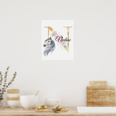 N字名パーソナライズされたモノグラム馬 ポスター (キッチン)