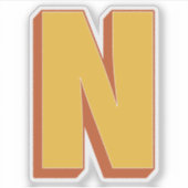 N文字モノグラム、太字3Dタイプフォントイニシャル シール (正面)