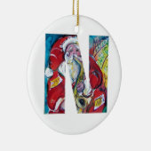 N文字/サンタとSAX,クリスマスパーティーモノグラム セラミックオーナメント (右)