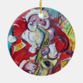 N文字/サンタとSAX,クリスマスパーティーモノグラム セラミックオーナメント (裏面)