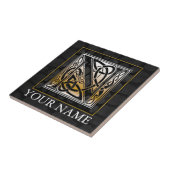 N "あなたの名前"ケルト黒石モノグラムタイル タイル (側面)