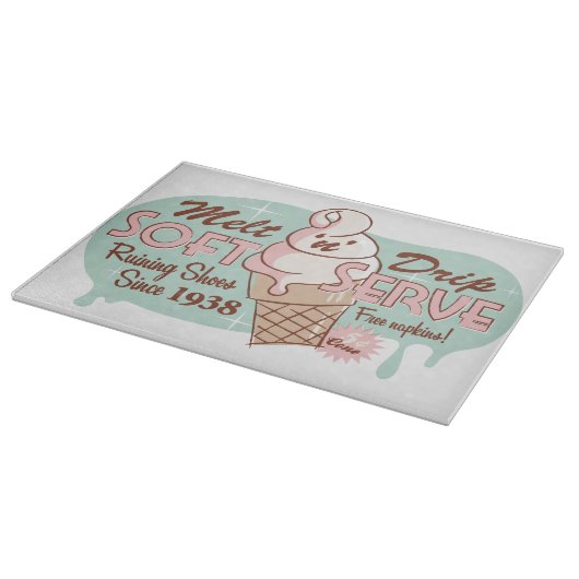 「n」の滴りの柔らかいサーブのアイスクリームのまな板を溶かして下さい カッティングボード (角)