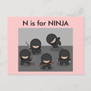 "N"は忍者アルファベットフラッシュカード用 ポストカード