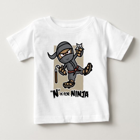 "N"は忍者トドラー長袖用 ベビーTシャツ (正面)