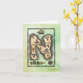 "N"アルファベット宝島グリーティングカード カード (黄色い花)