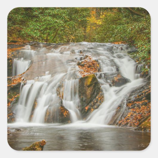 N.ジョージアの美しいデュークス・クリークの滝 スクエアシール (正面)