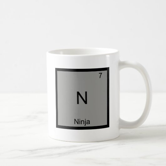 N -忍者おもしろいな化学要素の記号のティー コーヒーマグカップ (右)
