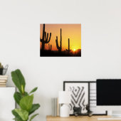 N.A., USA, AZ, Saguaro NP, Saguaro Sunset ポスター (ホームオフィス)