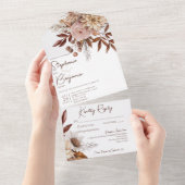 N. Barre – ボー素朴赤面ニュートラルフローラホワイト オールインワン招待状 (貼ってはがせる)