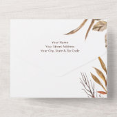 N. Barre – ボー素朴赤面ニュートラルフローラホワイト オールインワン招待状 (裏面)