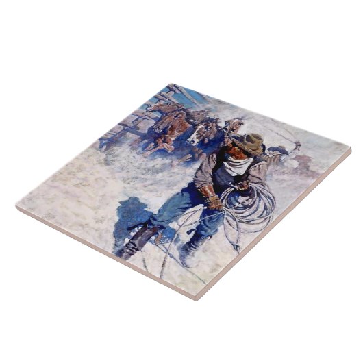 N Cワイエス西絵画州の"ローピング野生の馬" タイル (側面)