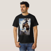 N.C.ワイエスによる西部劇のカウボーイ、暴れる馬 Tシャツ (正面フル)