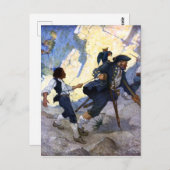 N.C.ワイエス・ロング・ジョン・シルバーとオウム・ポスター ポストカード (正面/裏面)